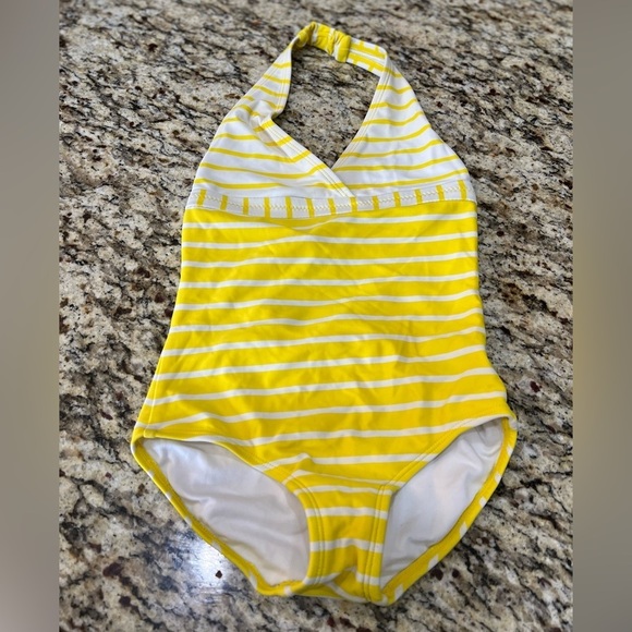 Hanna Andersson Striped Halter One Piece Bathing suit yellow 100 - size 4 - Picture 1 of 3
